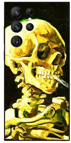 Berkin Arts Kompatibel mit Samsung Galaxy S22 Ultra Hülle Silikon Handyhülle Post-Impressionismus (Vincent Van Gogh-Totenkopf mit Zigarette)