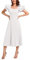 VERWIN Short Sleeve Square Neck Women's Maxi Dress Casual Ruffle Sleeve Prom Dress Pleated Stretchy Dress L White
