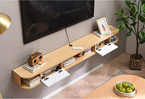 JUNNIU Soporte de TV de Montaje en Pared de Madera Flotante, Consola de Medios de TV montada en la Pared de 120 cm, estantería de Video O - Entrega Completa / 120 cm C/C Decoration
