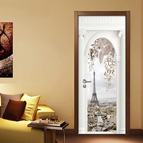 Türtapete Selbstklebend Türposter Stadtbild Des Eiffelturms In Paris 95X215Cm Fototapete 3D Effekt Türaufkleber Türfolie Poster Tapete Abnehmbar Wandtattoo Für Wohnzimmer Küche Schlafzimmer Dekorat