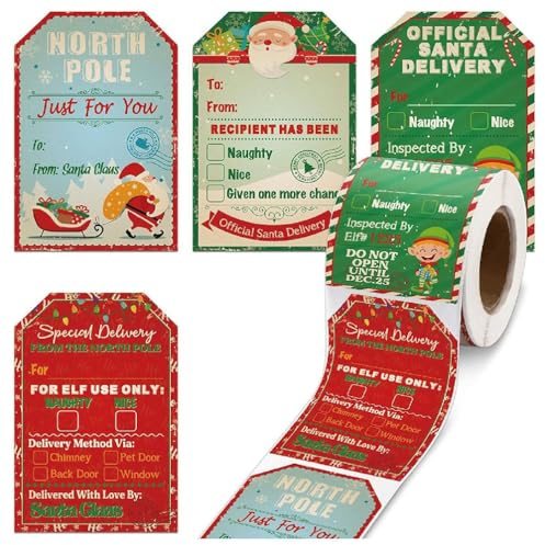 200 teile/rolle Santa Label Aufkleber Weihnachten Namensschilder für Geschenk Umschlag Grußkarte Geschenkverpackung Urlaub Dekor Umschlag Dichtungen