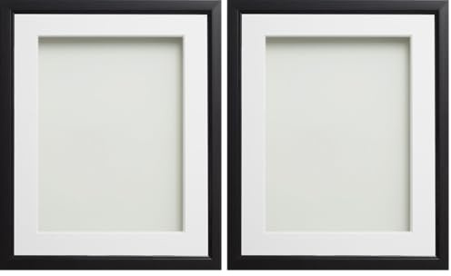 Frame Company Drayton Range Picture Photo Frame with White Mount for Image Size 8 x 6 Inch, Plastic, Black, 10 x 8 inch (Pack of 2)