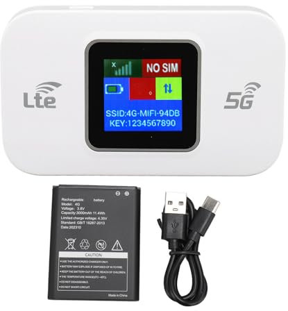 Hotspot Mobile WiFi 4G LTE, Dispositivo Hot Spot Router da Viaggio WiFi Portatile con Slot per Scheda SIM (No), Supporto 10 Utenti, Modem WiFi Tascabile Dispositivi Internet per