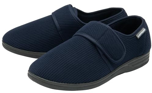 DUNLOP Mens Touch Fastening Slippers – Navy – UK 8