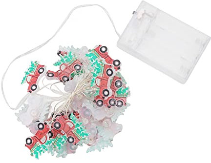 Weihnachts-Lichterkette mit Rotem LKW, Lichter für die Dekoration des Weihnachtsbaums, Bauernhaus-Lichterkette, Leicht