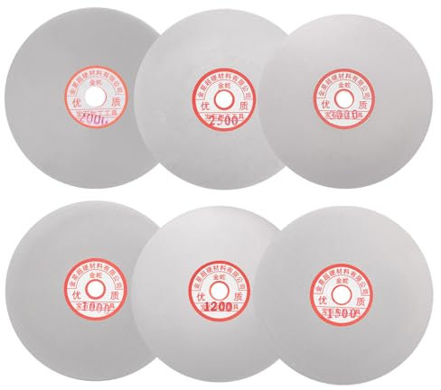 sourcing map 6pcs Diamond Sanding Grinding Disc Set, 6-Inch (150mm) Grit 1000/1200/1500/2000/2500/3000 1/2 Arbor Hole, Flat Lap Wheel Polishing Discs for Gemstone Tile Glass Stone Metal