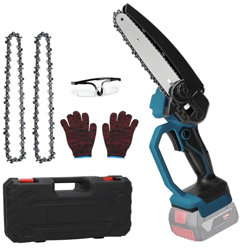 Mini motosega a batteria da 6 pollici, compatibile con Bosch Professional 18 V, sistema GBA/GBA ProCORE18 V, batteria al litio, senza spazzole con 2 catene, per giardinaggio, taglio e taglio del legno