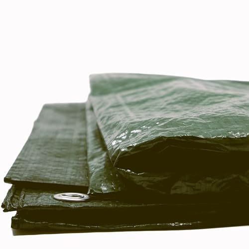 TMV24 Abdeckplane 2 x 3m GRÜN Wasserdicht Gewebeplane mit Ösen Gartenplane Tarnplane Plane für Outdoor & Garten Holz Gartenmöbel Camping & Survival Ausrüstung Abdeckfolie Schutzplane + 1x EW-Chip