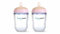 HappyMami - Set de 2 Biberons en Forme de Sein, Biberons 250 ml, Couleur Rose, Tétine en Silicone de Qualité Médicale, Double Système Anti-Colique, sans BPA, Lavable au Lave-vaisselle, Chauffe-biberon
