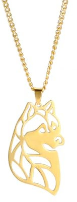 Halskette Ketten Schmuck Herren Frauen Anhänger Necklace Süße Hund Huskys Halskette Für Frauen Husky Anhänger Halskette Haustierliebhaber Freund Agold