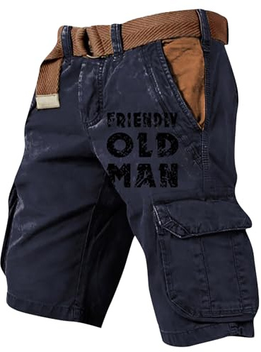 Cargohose Herren Kurz Hose Knielang Cargo Shorts Arbeitsshort mit Taschen Sommer Arbeitshosen Männer Freizeit Shorts Baggy Radlerhose Sporthosen Outdoor Jagdhose Wanderhose Arbeitshosen(#E Navy,L)