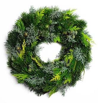 Adventskranz echt - Tannenkranz - Mixtellerkranz Nordmann-Konifere natürlicher Adventskranz - einseitig gebunden - Weihnachten (Durchmesser 40 cm)
