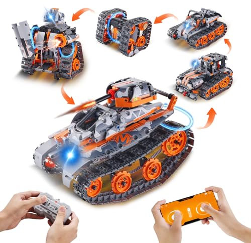 VEVOR 554 PCS Stem 5 en 1 Kits de Construcción de Automóviles, Automóviles/Robot/Tanque/Cubo de Rubik/Quitanieves Controlados por Control Remoto y Aplicación, Juguete para Niños de 6 Años en Adelante