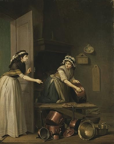 XcBAIHOUD Berühmte Gemälde Kunstdruck Wanddeko Wand Kunstdruck Wanddeko eine Frau die Kupferpfannen poliert von Pehr Hilleström Wall Decoration Bilder für Wohnzimmerdekoration 60x90cm