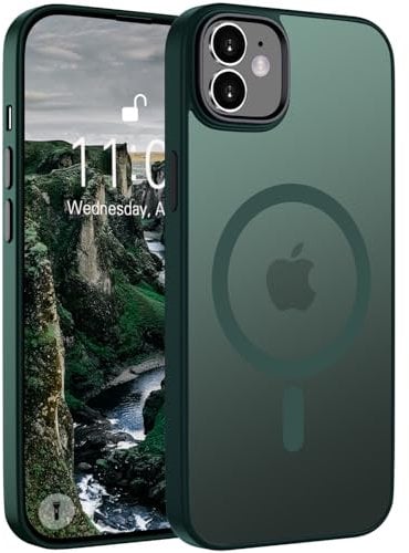 ORDA Magnetic Case for iPhone 11 Case Compatible with MagSafe, for iphone 11 phone case Translucent Matte Back Slim Shockproof Phone Cover phone case for iphone 11 6.1-Inch Dark Green