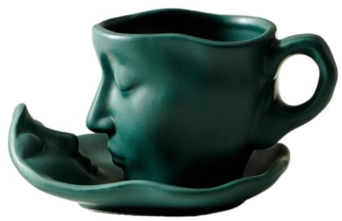 Tasse Mit Gesicht, Kuss-Paar-Design-Teetasse und Untertasse-Set Teetasse und Untertasse Valentinstag Weihnachten Kreatives Geschenk