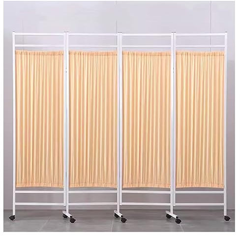 dsmsdre Medizinischer Sichtschutz Mit Rädern, Faltbarer Und Rollbarer Raumteiler, Sichtschutz Für Büro, Zimmer, Restaurant, Krankenhaus,Yellow-4PCS