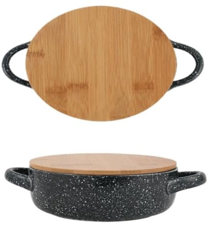 Bol à Salade Bambou Bol De Vaisselle En Céramique À Double Oreille, Bol À Salade Ramen, Bol À Soupe De Nouilles D'escargot Avec Couvercle, Bol De Nouilles Instantanées Bol à Salade Kraft(W,A(21*15*7cm