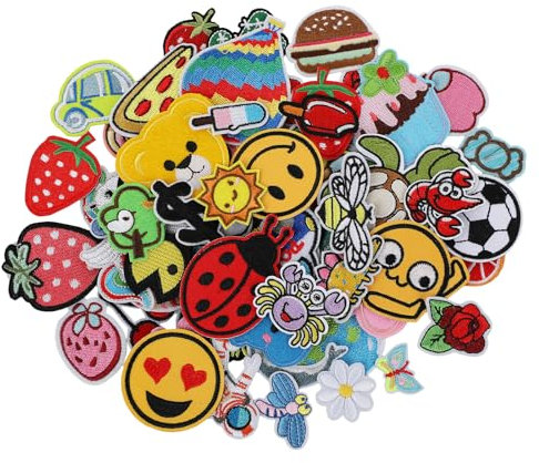 60 Stück zufällig ausgewählte Stile bestickte Aufnäher zum Aufnähen oder Aufbügeln auf Kleidung Hosen Hüte Jeans Taschen DIY-Bastelzubehör Mittelgröße