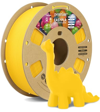 OVERTURE Easy PLA 1.75 mm 3D Druckerfilament, 1kg (2.2 lbs), Verstärkt Zähigkeit PLA, Maßgenauigkeit +/- 0,02 mm (Easy Dottergelb)
