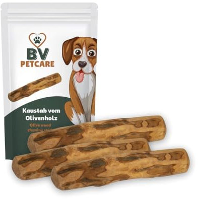 BV Petcare Juguetes para perros de madera de olivo, madera masticable para perros, S – L (M – Juego de 3)