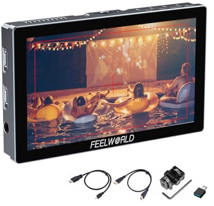 HUIOP Monitor de campo para cámara DSLR P6X de 5,5 pulgadas Monitor de video de aleación de aluminio Panel de control táctil Entrada y salida HDMI 4K Brillo de 1000 nits Monitoreo HDR LUT 3D