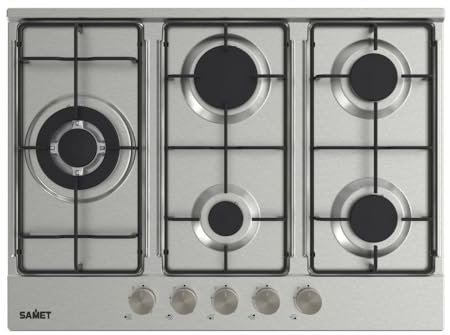 Piano Cottura gas 5 fuochi 70 cm acciaio inox Samet Ercole2