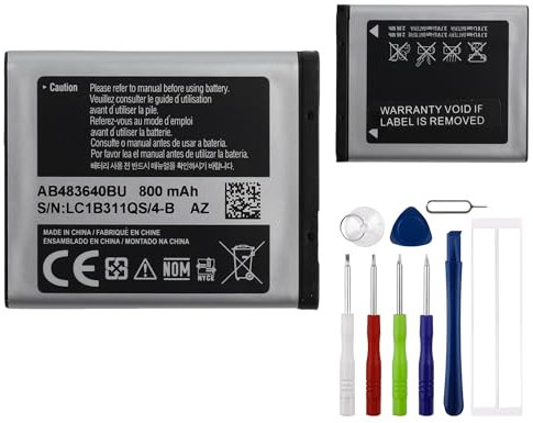 E-yiiviil AB463446BU AB553446BU AB043446BE Batterie de rechange compatible avec téléphone portable Samsung C3520 E900 E1150 E2530 E3210 I320 M3200 X530 800 mAh/3,7 V avec outils