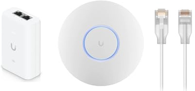 NexaCore Ubiquiti U7-Lite WiFi7 Punto di accesso 1250 ft², 4x4 MIMO + Adattatore PoE+ 30 W + 2 Cavi Etherlighting RJ45, Rete wireless ad alte prestazioni