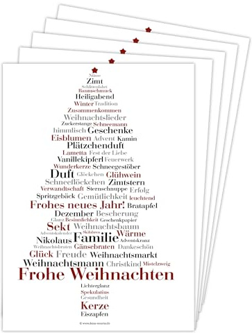 Deine Wörter Postkartenset - 5 Postkarten mit Weihnachtswörtern, einzigartiges Erinnerungsstück und kreative Geschenkidee - DIN A6