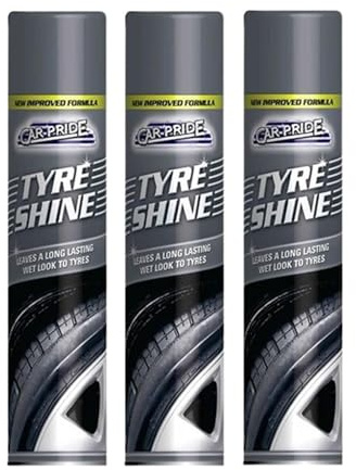 DIOXSTAR Tyre Shine Spray, High Gloss Tyre Dressing & Protector, Long-Lasting Wet Look Finish, Restores Deep Black Shine, Repels Dirt & Prevents Cracking – Quick & Easy Application (400ml) (3PCS)