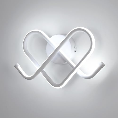 Goeco LED Wandleuchte Innen, 21W Wandlampe Modern Herz, 6500K Kaltweiß, Wandleuchte Innen Einfach für Schlafzimmer, Arbeitszimmer, Wohnzimmer, Kinderzimmer