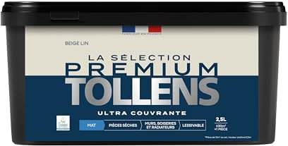 Tollens - Peinture Couleur - Murs, Boiseries & Radiateurs - La Sélection Premium - Pièces sèches - Ultra couvrante - Résistante - Ultra rapide - Ecolabel - Mat - BEIGE LIN - 2L5 = 30m²