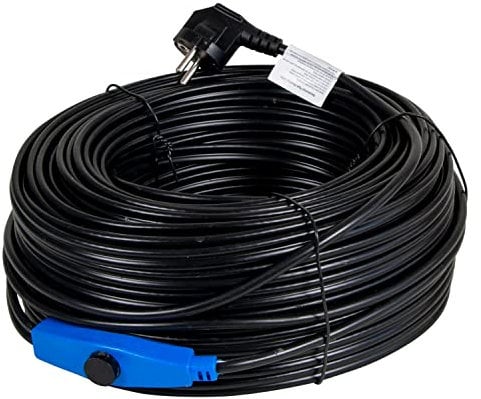 horizont Frostschutz Heizkabel mit Thermostat 48 m, ideal für Wasserleitung oder als Pflanzenheizung, wasserdichte Begleitheizung, Dachrinnenheizung selbstregulierend, Rohrbegleitheizung 230 V