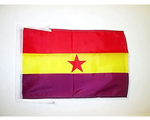BANDERA ESPAÑA REPUBLICANA ESTRELLA ROJA 45x30cm - BANDERINA DE LA REPUBLICA ESPAÑOLA 30 x 45 cm cordeles - AZ FLAG