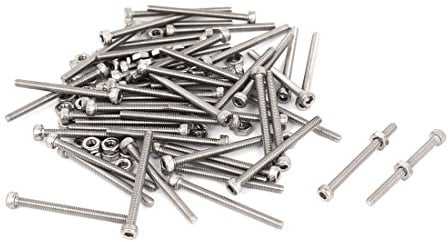 sourcing map 50stk M2,5x30mm Edelstahl Sechskantschlüssel Rändelschrauben Bolzen Muttern Set