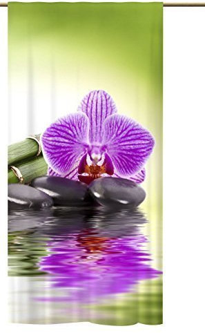 gardinen-for-life Schlaufenschal Orchidee Green, Edler Schlaufenschal mit verdeckten Schlaufen, Hochwertiger Digitaldruck 140 cm Breit 245 cm Hoch