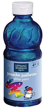 Lefranc Bourgeois - Gouache pailletée pour enfants - Bouteille 250ml - Bleu pastel