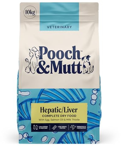 Pooch & Mutt – Hepatic/Liver Veterinary Diet Dog Food, Dry Dog Food, 10kg | Supports Liver Disease or Chronic Insufficiency, Grain Free, Complete Dog Food, Packaging May Vary