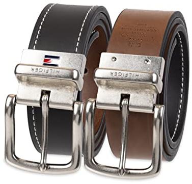 Tommy Hilfiger Men's Reversible Belt, Black/brown, 38