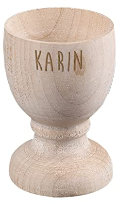 Herz & Heim® Eierbecher aus Holz mit Gratis Gravur des Namens zu Ostern oder für das beliebte Frühstücksei zu Hause Ei love You