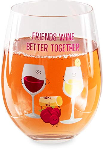 Pavilion Gift Company 74875 Friends Better Together - Copa de vino sin tallo de 18 onzas, color morado