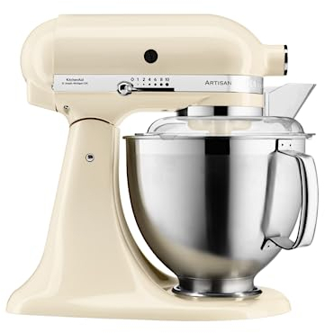 KitchenAid Küchenmaschine I Artisan I Kippbarem Food Processor I Teigknetmaschine mit 2 Schüsseln und 3 Zubehör aus Edelstahl | 4.8 L | Creme