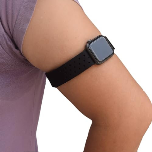 B-Great atmungsaktives Klettverschluss-Armband für Apple Watch Serie 9, 8, 7, 6, SE, 5, 4, 3, 2, 1, Schwarz, Größe XL