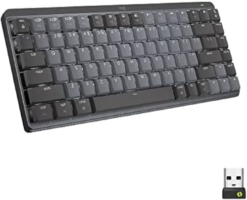 Logitech MX Mechanische kabellose Mini-Tastatur mit Beleuchtung, Leise Tasten, Hintergrundbeleuchtung, Bluetooth, USB-C, macOS, Windows, Linux, iOS, Android, Französisches AZERTY-Layout - Graphit
