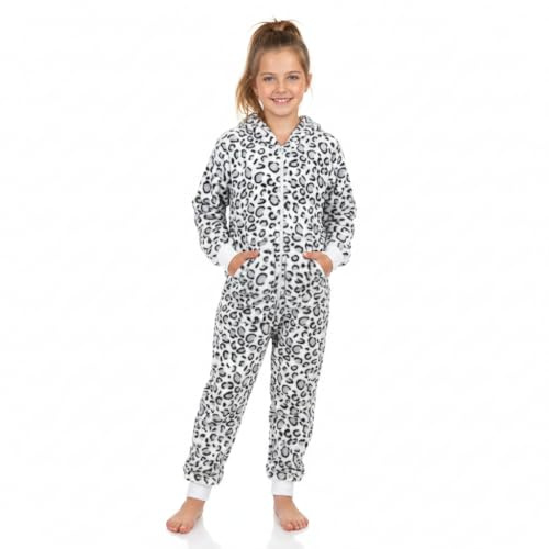 A2Z 4 Kids Girls Boys Leopard Snow Jumpsuits Soft Fleece Playsuit Sleepsuit One Piece Xmas Pyjamas Age 3-14 Years