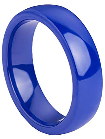 OAKKY Damen 6MM Breite Klassisch Einfach Engagement Hochzeit Band Ringe Keramik Prinzessin Cut Blau Größe 60 (19.1)