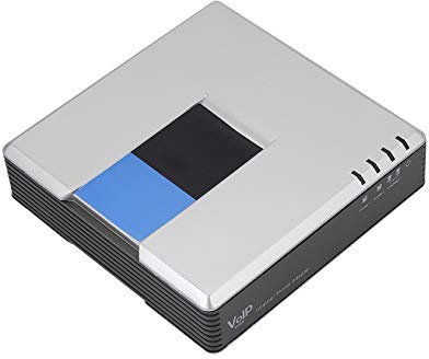 Adattatore per telefono Internet gateway VoIP a 2 porte, cavo SIP RJ45 per PAP2T, con cavo di rete, supporto protocollo DHCP / SIP V2 / fax / compressione multi-voce.(EU)