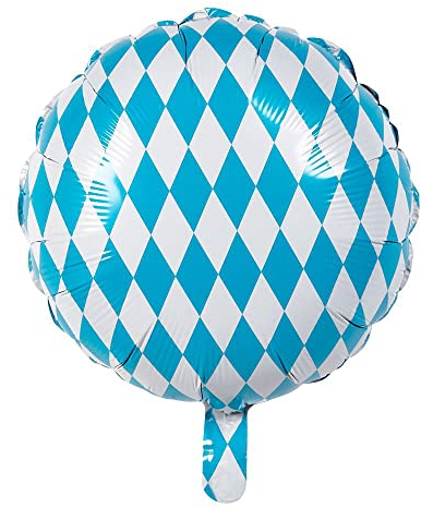 Boland 54287 - Folienballon Bayern, Größe 45 cm, blau-weiß, zweiseitig bedruckter Ballon, bayerische Raute, Luftballon, Helium, Geschenk, Dekoration, Geburtstag, Volksfest
