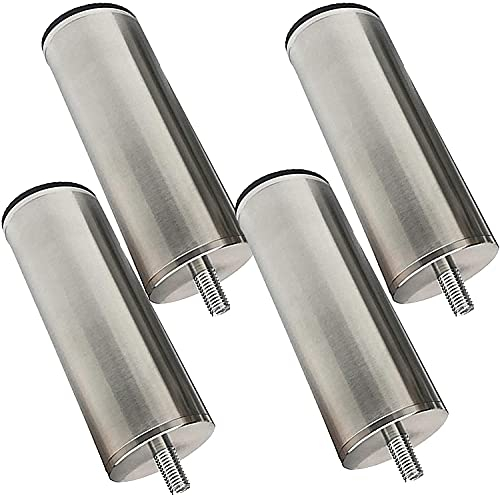 SJM 4 Stück gebürstete Edelstahl Möbelfüße Sofafuss Bettbeine M10 Schrauben Metall Ersatz Tischbeine Küchenschrank Badezimmer Schrank Beine Glastisch Couchtisch Fuß Füße Hardware 7.4